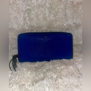 Kate Spade Royal Blue Pebbled Leather Wallet with Tassel